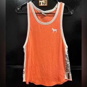 PINK Victoria's Secret Orange and White Tank Top 2015 ☀️